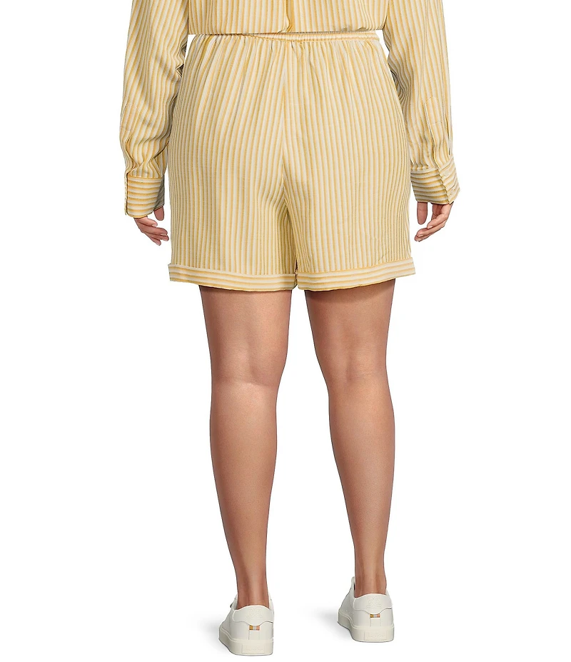 Skies Are Blue Plus High Rise Striped Coordinating Shorts