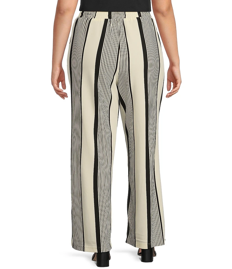 Skies Are Blue Plus High Rise Variegated Stripe Wide Leg Knit Coorinating Pants