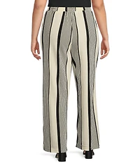 Skies Are Blue Plus High Rise Variegated Stripe Wide Leg Knit Coorinating Pants