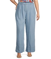 Skies Are Blue Plus High Rise Washed Tencel Pleated Pants