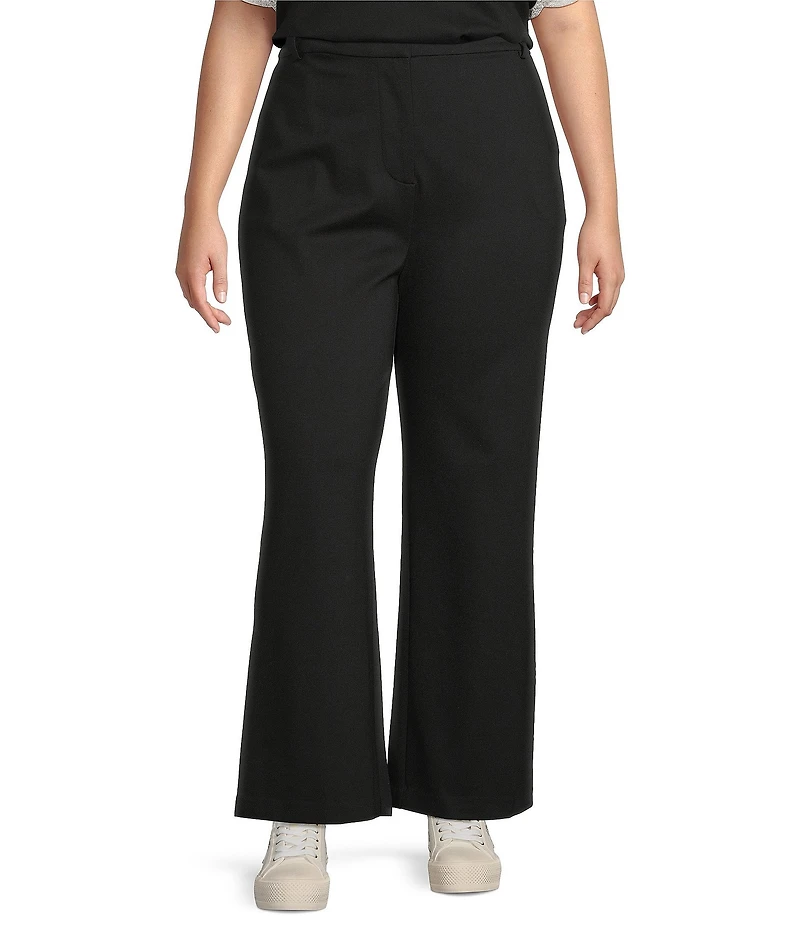 Skies Are Blue Plus Ponte Knit High Waist Wide Leg Pants