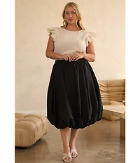 Skies Are Blue Plus Size Poplin Bubble Midi Skirt