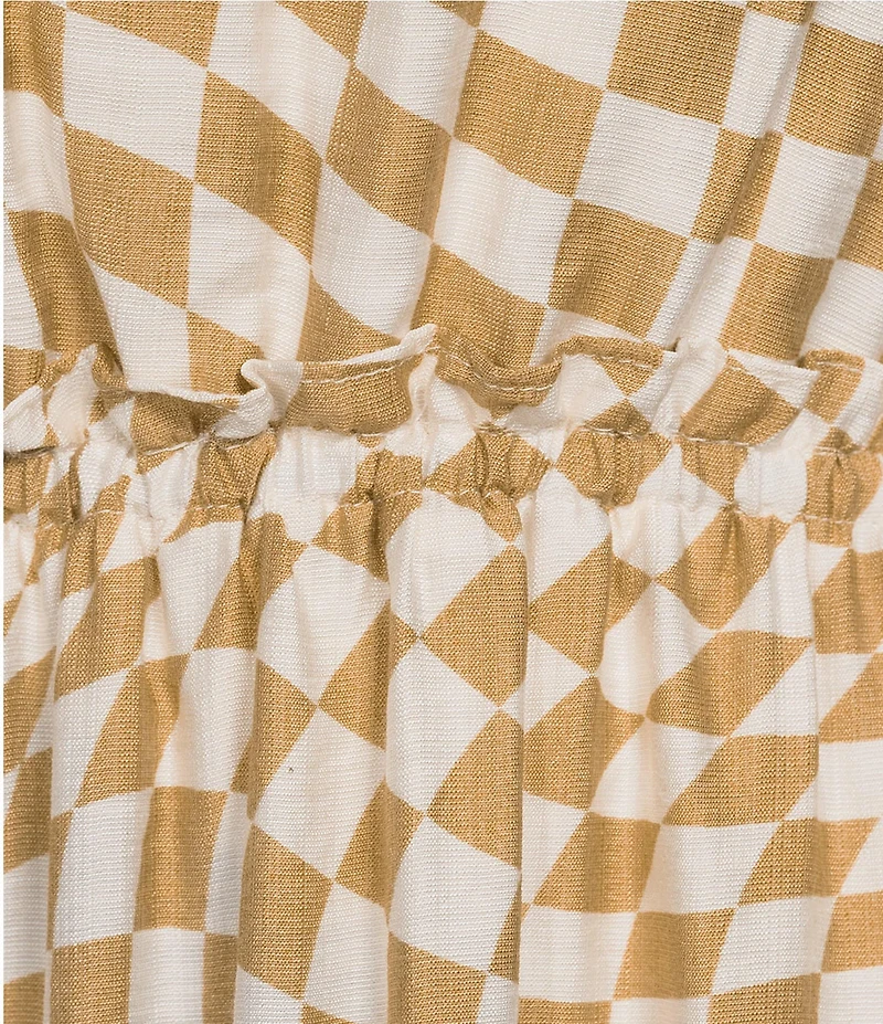 Skies Are Blue Plus Size Ruffle Checkerboard Midi Dress
