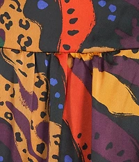 Skies Are Blue Plus Size Abstract Print Long Sleeve Poplin Maxi Dress