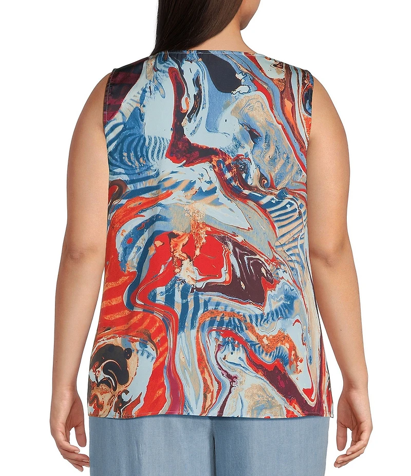 Skies Are Blue Plus Size Abstract Print Woven Top