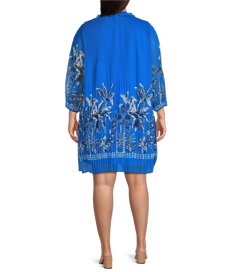 Skies Are Blue Plus Size Border Chiffon Mini Dress