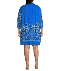 Skies Are Blue Plus Size Border Chiffon Mini Dress