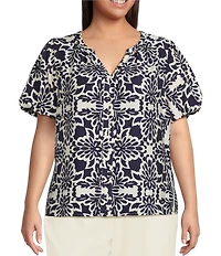 Skies Are Blue Plus Size Bubble Short Sleeve Blouse