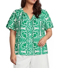 Skies Are Blue Plus Size Bubble Short Sleeve Blouse