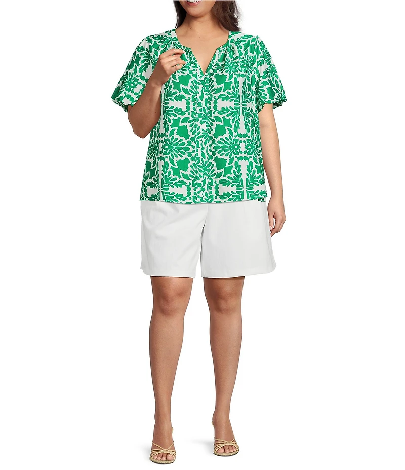 Skies Are Blue Plus Size Bubble Short Sleeve Blouse
