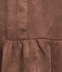 Skies Are Blue Plus Size Cap Sleeve Faux-Suede Tiered Mini Dress