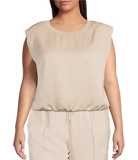 Skies Are Blue Plus Size Crew Neck Sleeveless Bubble Muscle Tank