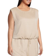 Skies Are Blue Plus Size Crew Neck Sleeveless Bubble Muscle Tank