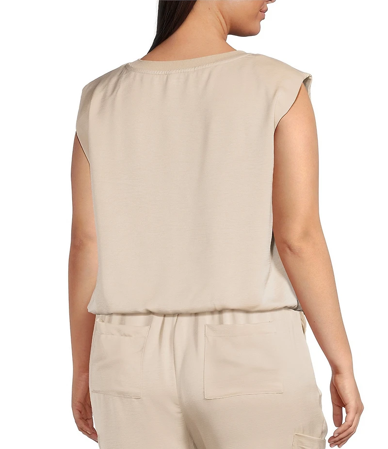 Skies Are Blue Plus Size Crew Neck Sleeveless Bubble Muscle Tank