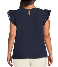 Skies Are Blue Plus Size Crochet Trim Gauze Top