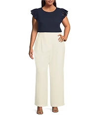 Skies Are Blue Plus Size Crochet Trim Gauze Top