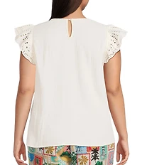Skies Are Blue Plus Size Crochet Trim Gauze Top
