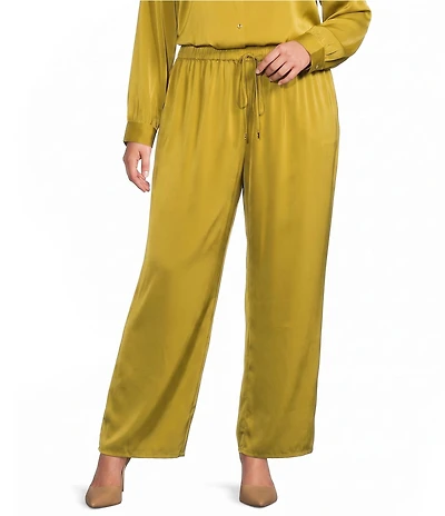 Skies Are Blue Plus Size Drawstring Waist Wide Leg Coordinating Pants