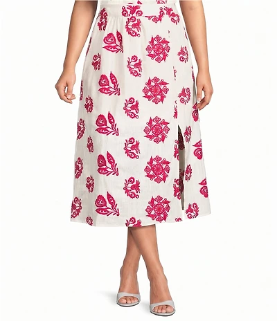 Skies Are Blue Plus Size Embroidered A-Line Coordinating Midi Skirt