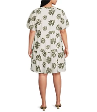 Skies Are Blue Plus Size Embroidered Split V-Neck Short Sleeve Tiered Mini Dress