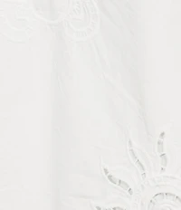 Skies Are Blue Plus Size Eyelet Lace Sun and Shell Embroidered V-Neck Ruffle Sleeve A-Line Dress