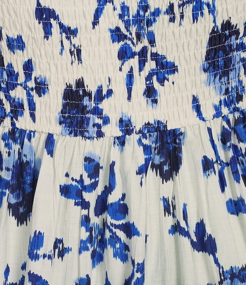 Skies Are Blue Plus Size Floral Ikat Balloon Sleeve Maxi Dress