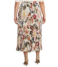Skies Are Blue Plus Size Floral Printed Midi Skirt