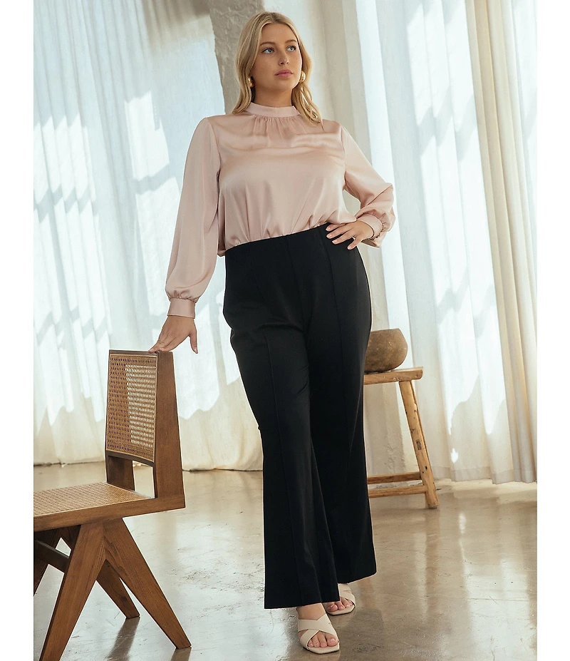 Skies Are Blue Plus Size Front Pintucked Ponte Knit Pants