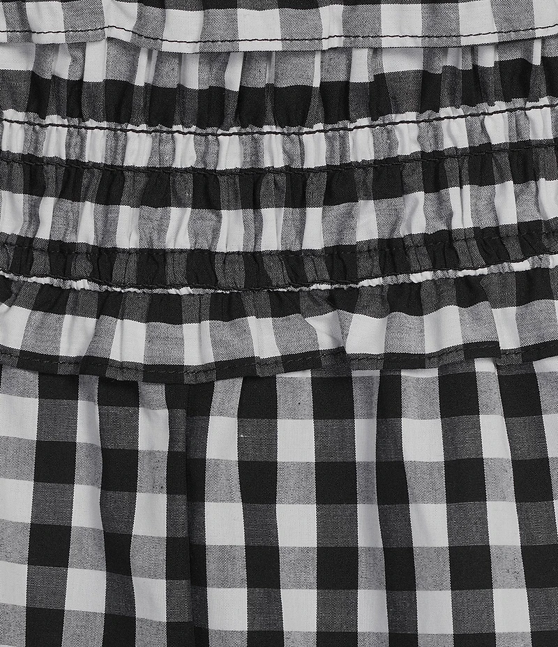 Skies Are Blue Plus Size Gingham Print Square Neck Sleeveless Smocked Maxi Dress