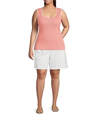 Skies Are Blue Plus Size Knit V-Neck Sleeveless Contrast Trim Tank