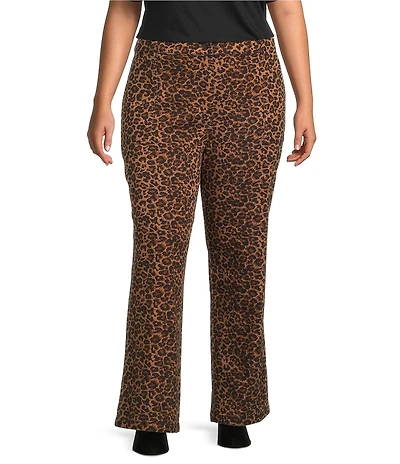 Skies Are Blue Plus Size Leopard Printed Twill Pants
