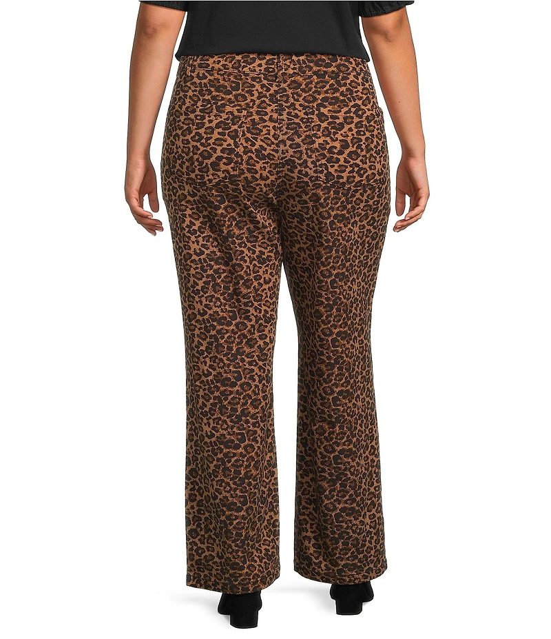 Skies Are Blue Plus Size Leopard Printed Twill Pants