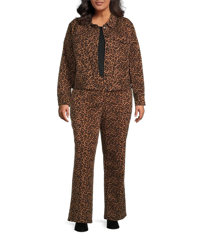 Skies Are Blue Plus Size Leopard Printed Twill Pants