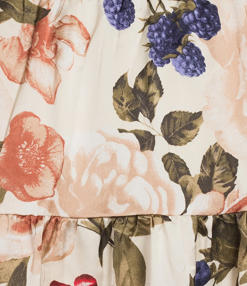 Skies Are Blue Plus Size Long Sleeve Floral Printed Long Dress