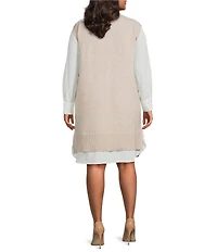 Skies Are Blue Plus Size Long Sleeve Layered Sweater Dress