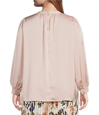 Skies Are Blue Plus Size Long Sleeve Woven Blouse