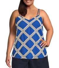 Skies Are Blue Plus Size Macrame Embroidered Double Strap Tank Top