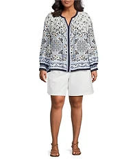 Skies Are Blue Plus Size Paisley Printed V-Neck Long Sleeve Blouse