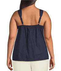Skies Are Blue Plus Size Petal Detail Ruched Tank