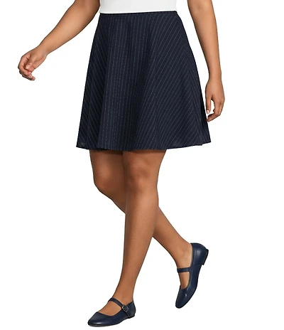 Skies Are Blue Plus Size Pinstripe A-Line Mini Skirt