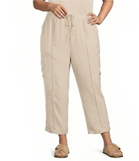 Skies Are Blue Plus Size Pintuck Drawstring Straight Leg Cargo Pants
