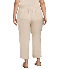 Skies Are Blue Plus Size Pintuck Drawstring Straight Leg Cargo Pants
