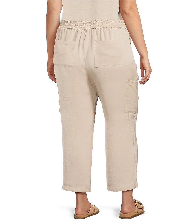 Skies Are Blue Plus Size Pintuck Drawstring Straight Leg Cargo Pants