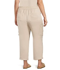 Skies Are Blue Plus Size Pintuck Drawstring Straight Leg Cargo Pants