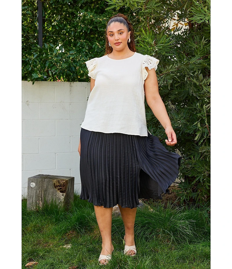 Skies Are Blue Plus Size Pleated Midi Skirt