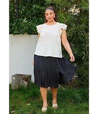 Skies Are Blue Plus Size Pleated Midi Skirt