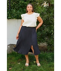 Skies Are Blue Plus Size Pleated Midi Skirt