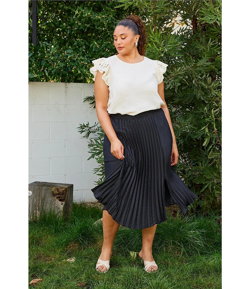 Skies Are Blue Plus Size Pleated Midi Skirt
