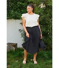Skies Are Blue Plus Size Pleated Midi Skirt