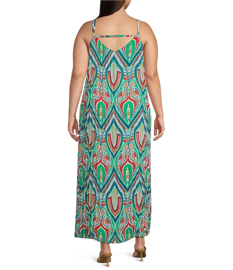 Skies Are Blue Plus Size Pleated Sleeveless Maxi Dress